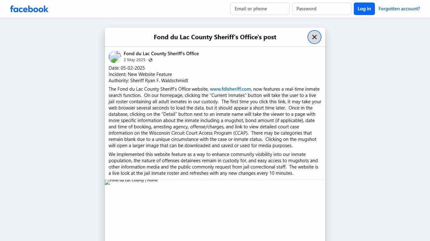 Date: 05-02-2025... - Fond du Lac County Sheriff's Office Facebook